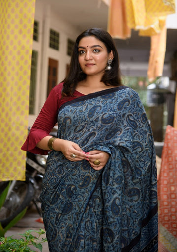 Modal Silk Saree in Dabu Jaota Print