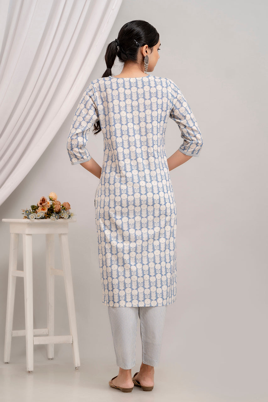 Cotton Suit Set With mulmul dupatta