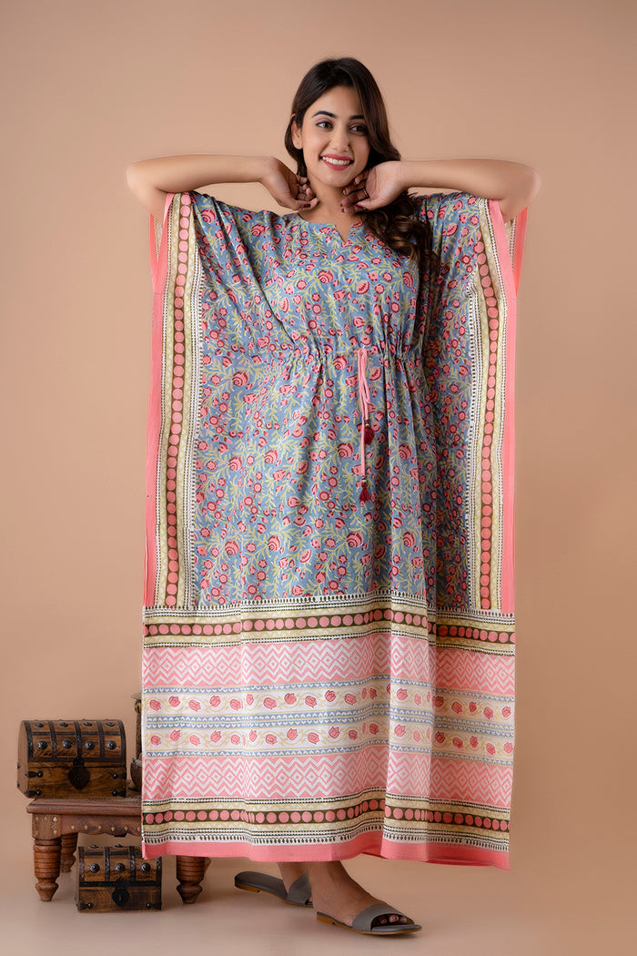 Hand Block Printed Cotton Kaftan