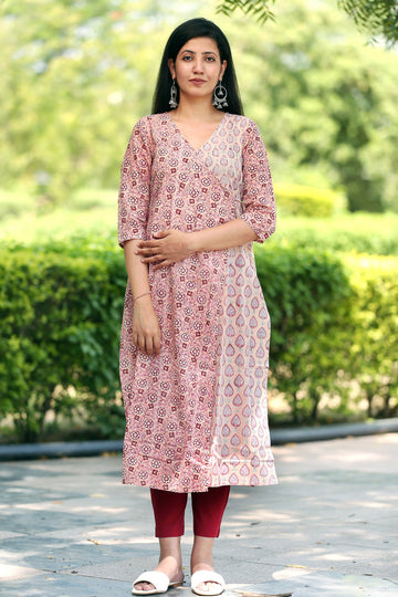 Cotton Block Printed Angarkha Kurta