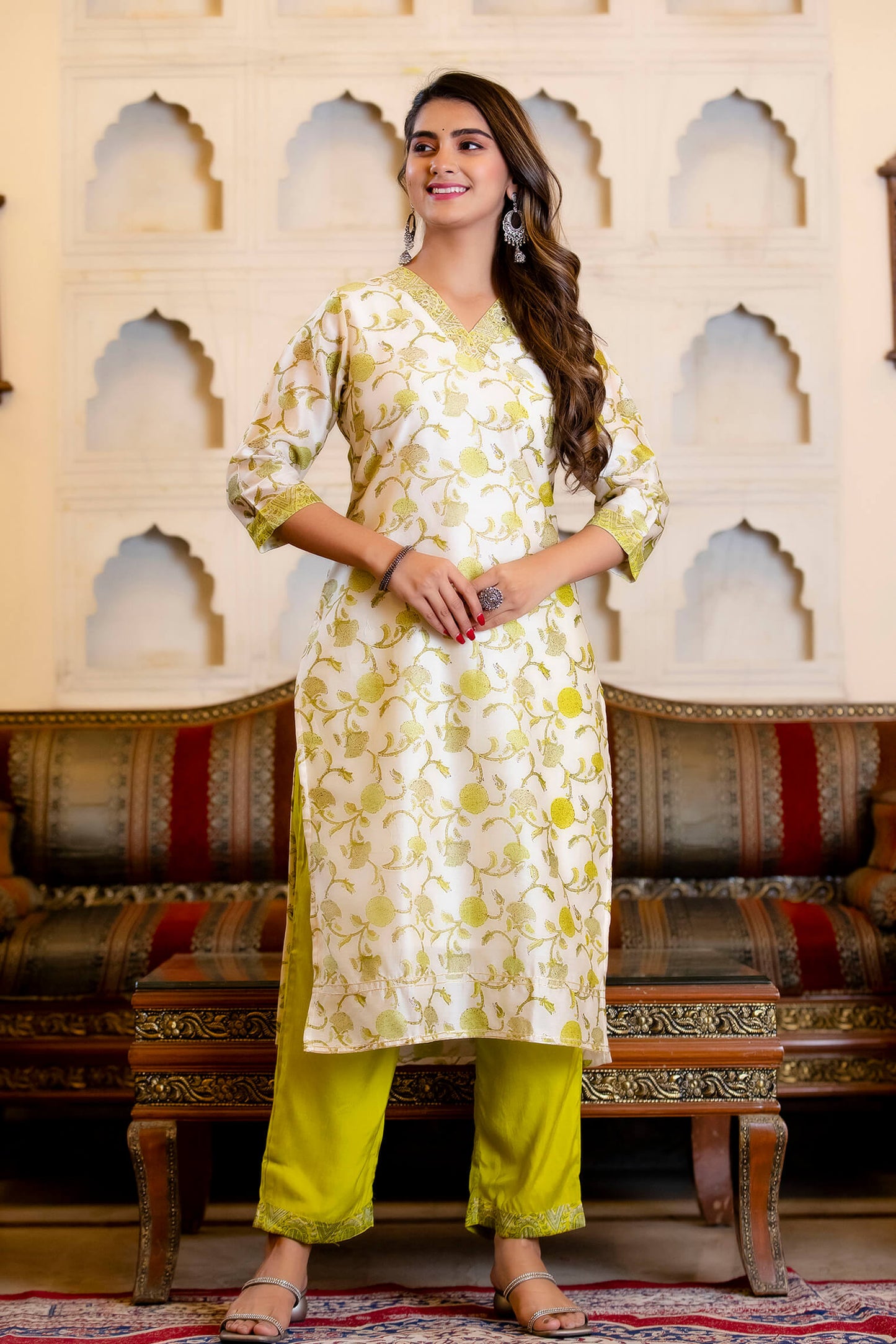 Chanderi Kurta with kota dupatta set