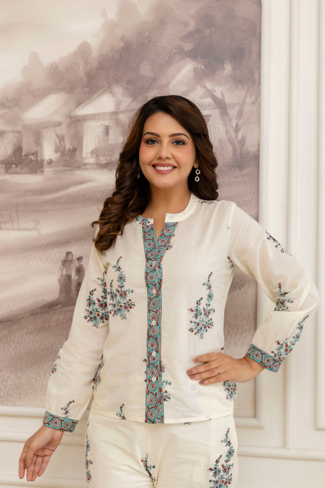 Ivory Hand Block Printed Cotton Co-ord Set