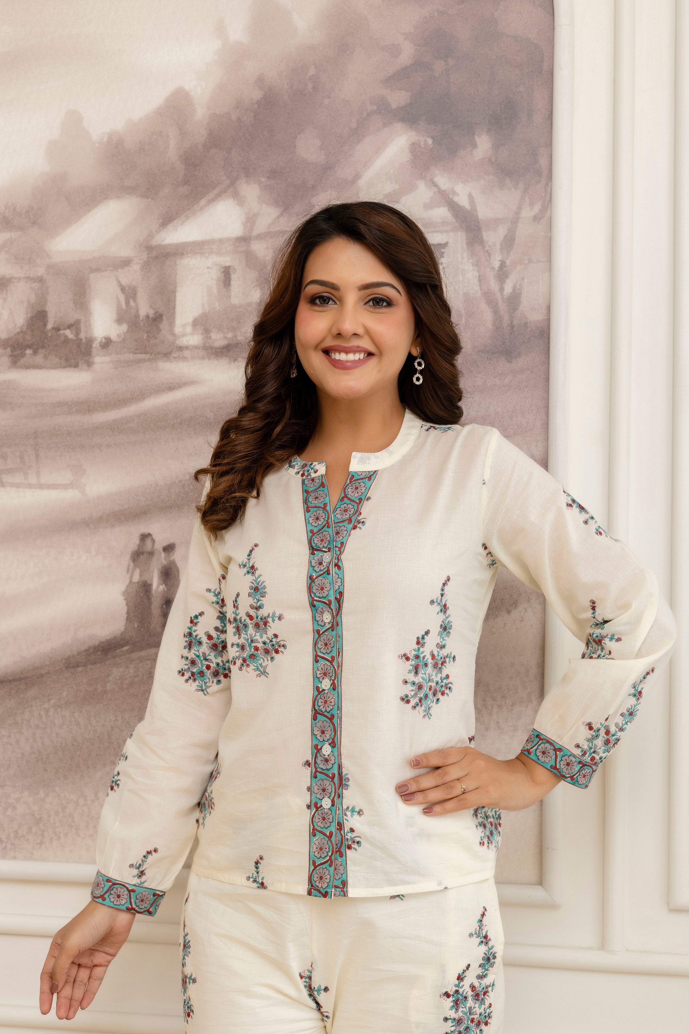 Ivory Hand Block Printed Cotton Co-ord Set