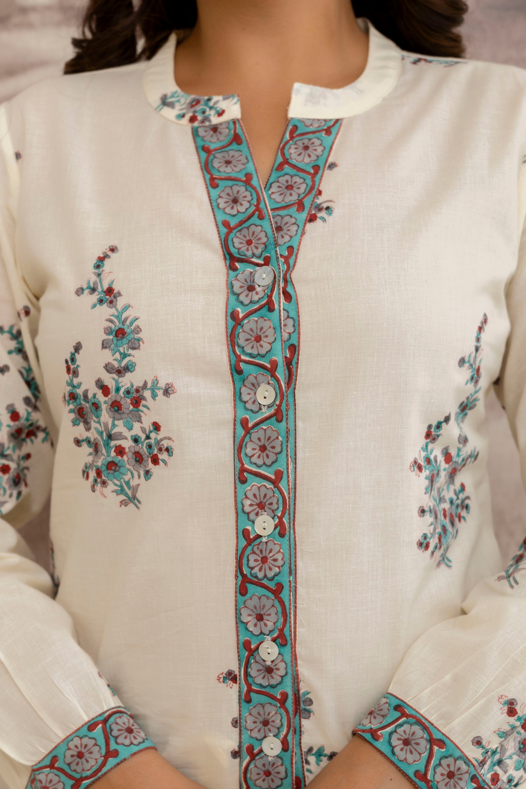 Ivory Hand Block Printed Cotton Co-ord Set