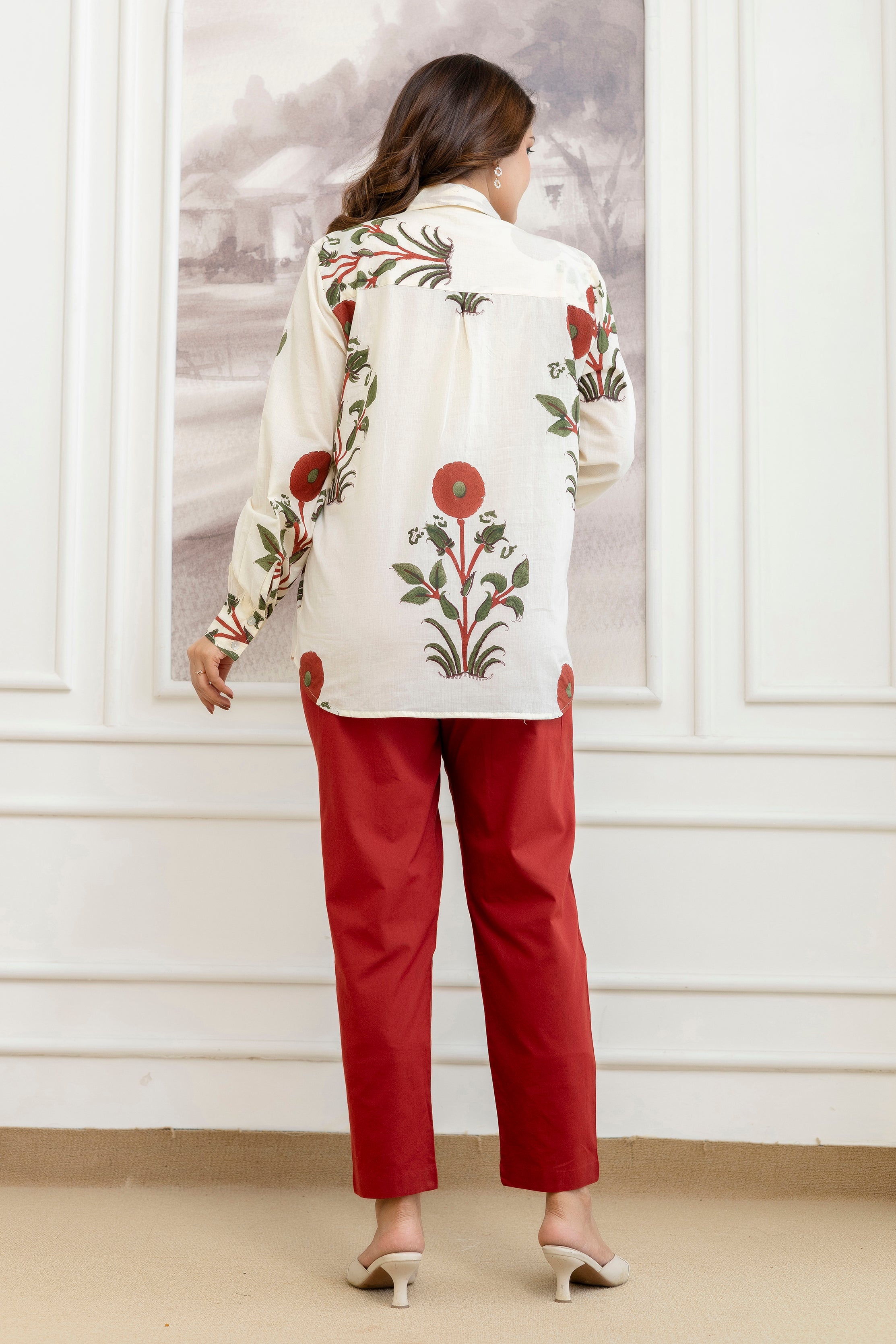 Floral Hand Block Printed Cotton Shirt