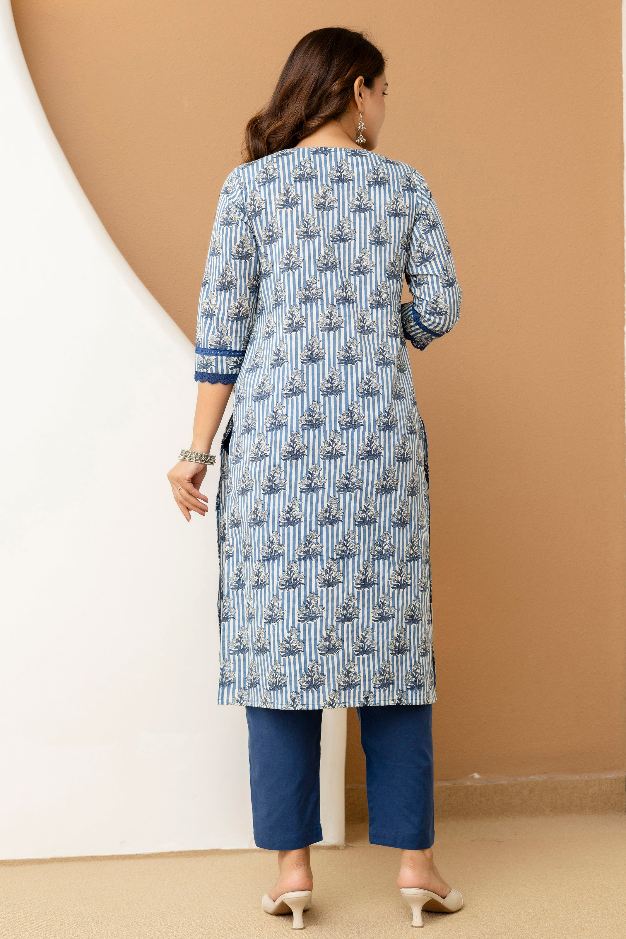 Hand Block Printed Cotton Cambric Kurta Set