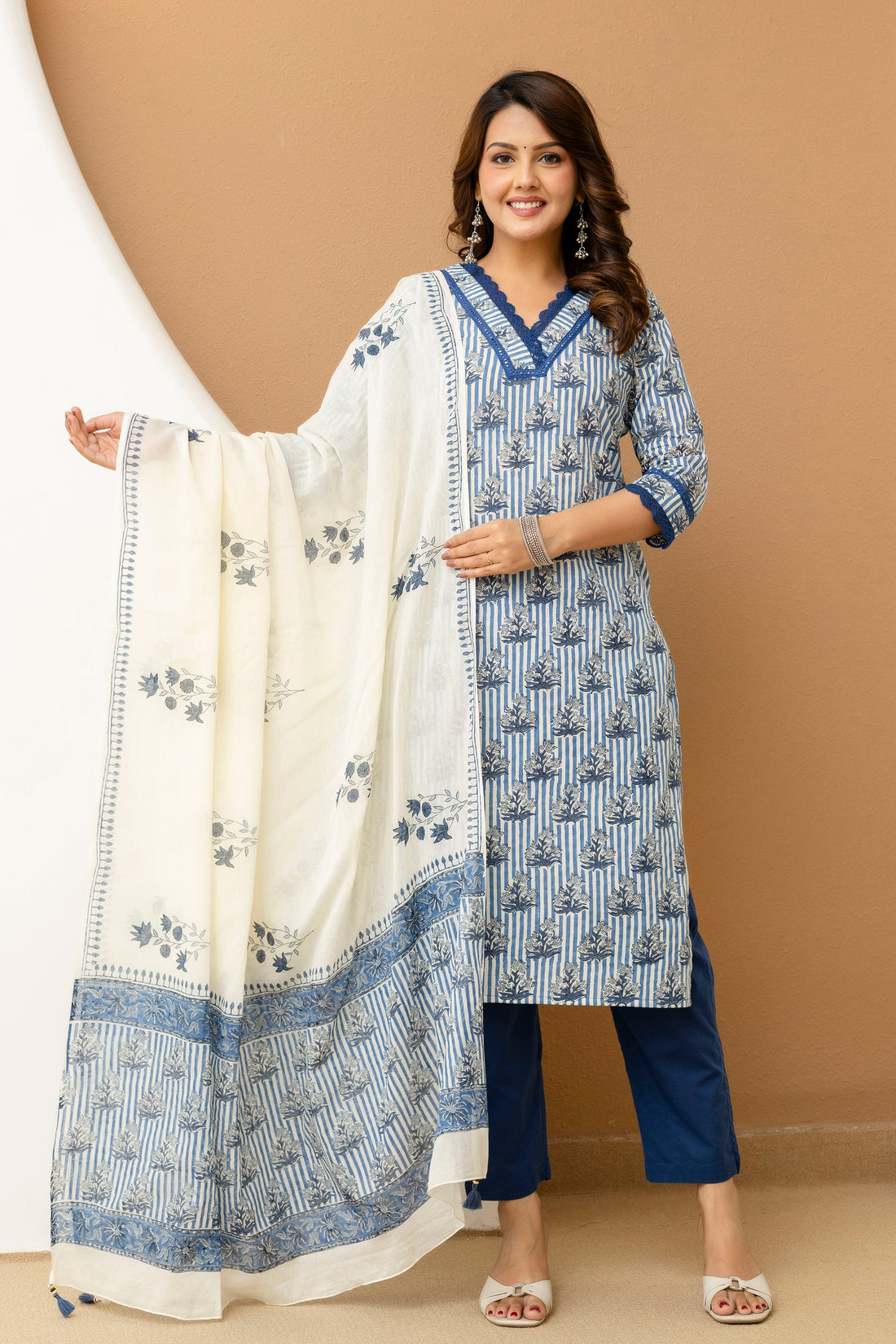 Hand Block Printed Cotton Cambric Kurta Set