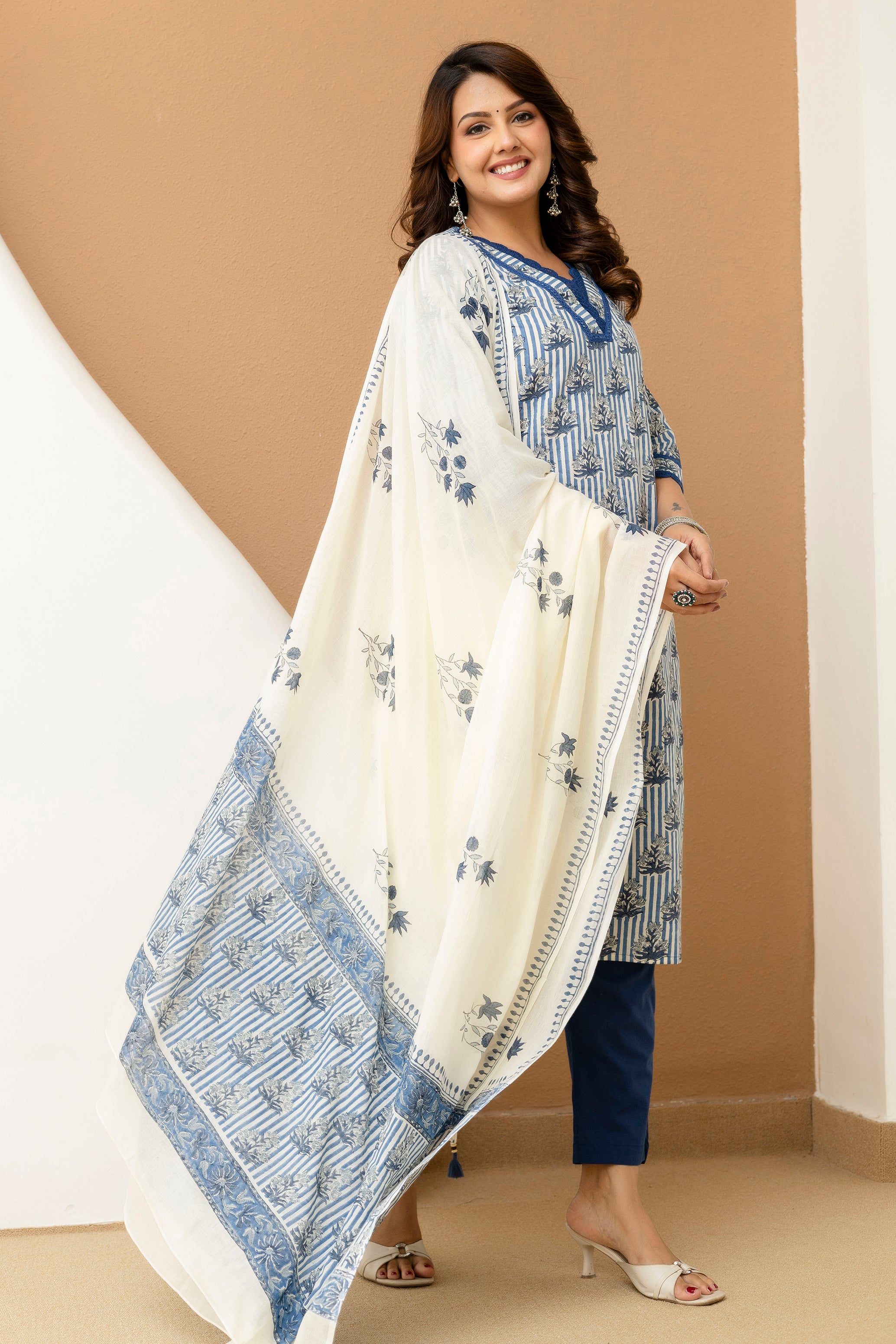 Hand Block Printed Cotton Cambric Kurta Set