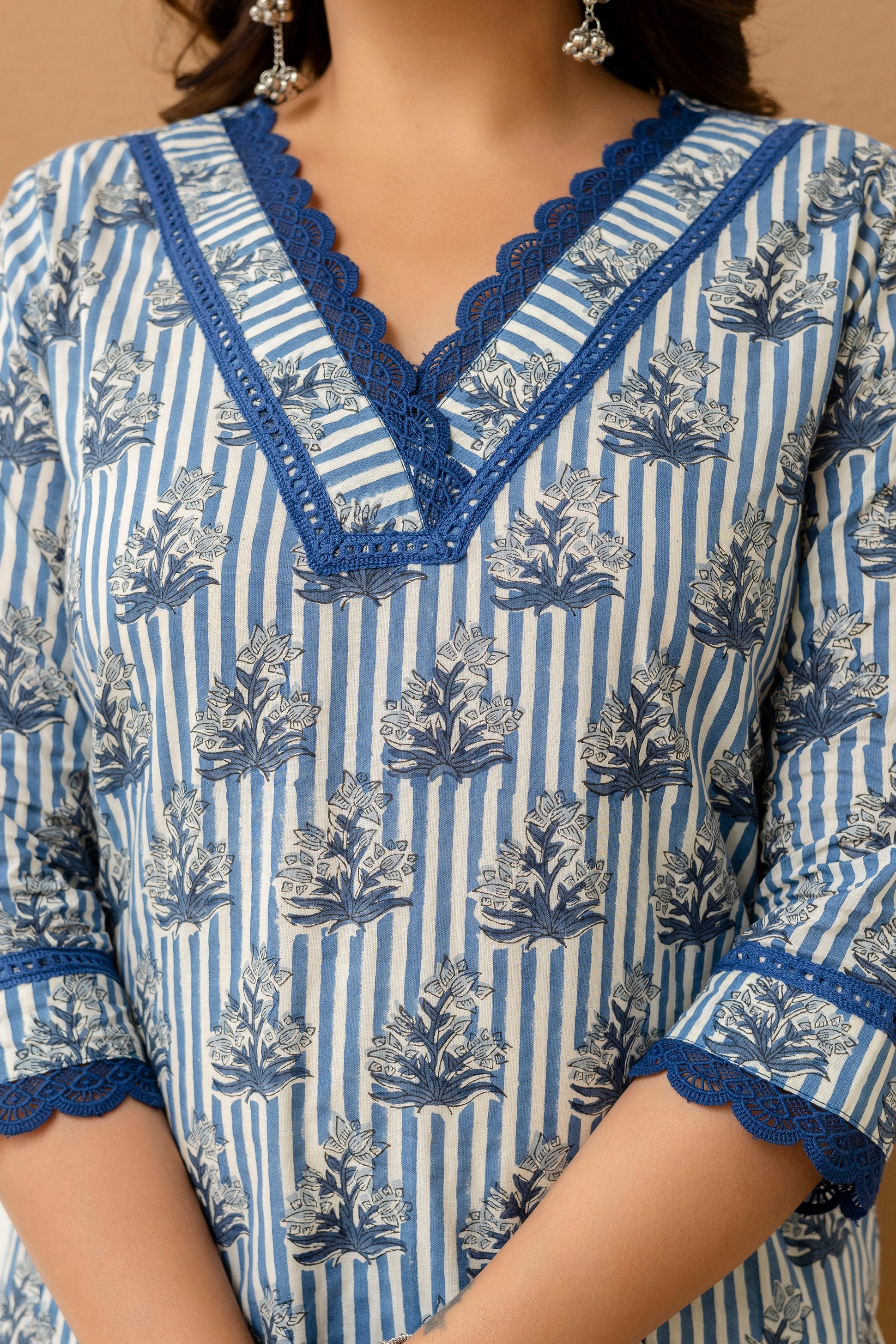Hand Block Printed Cotton Cambric Kurta Set