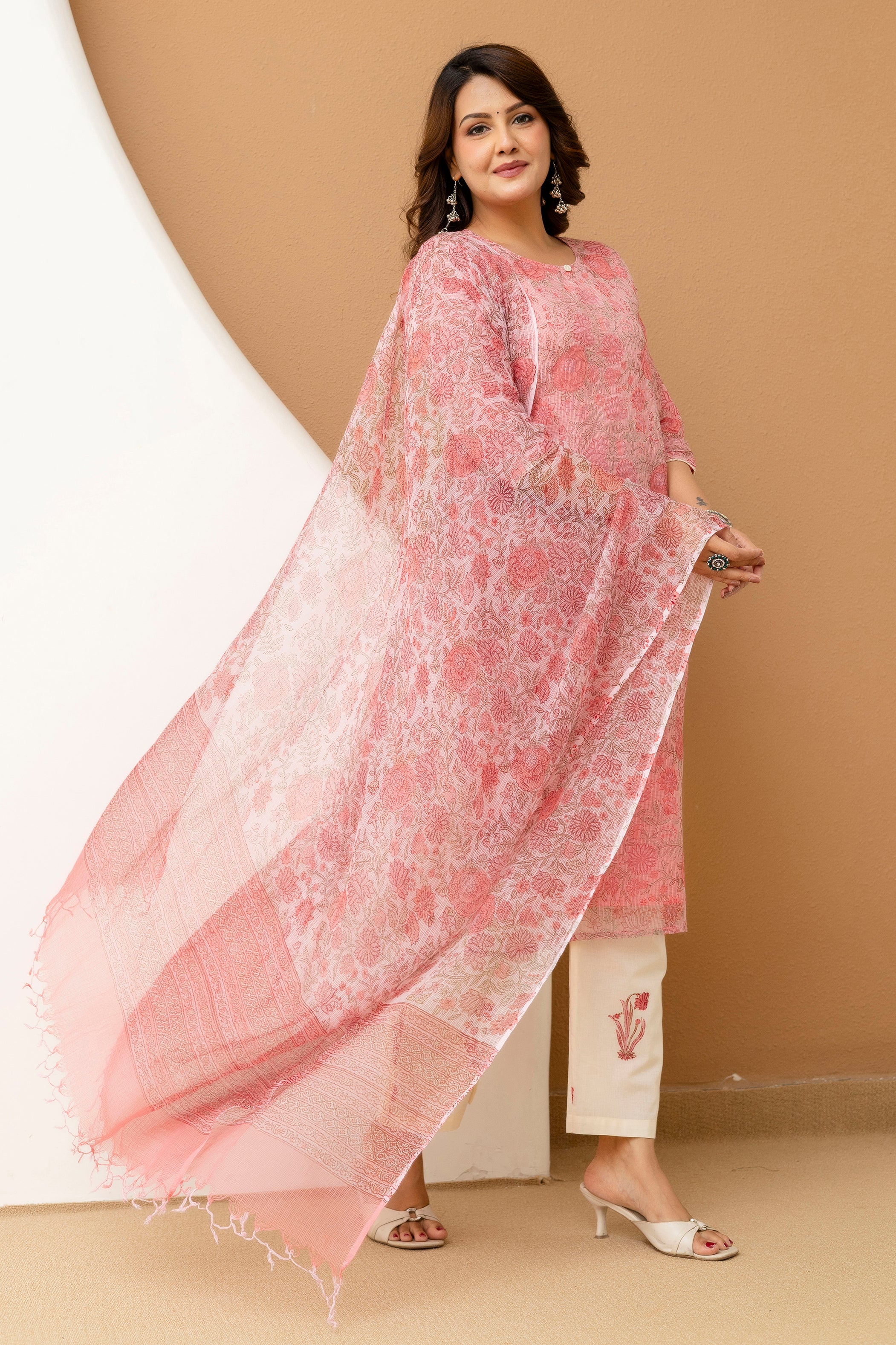 Block Printed Kota Doria Suit Set