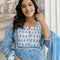 Sky Blue Floral Printed Cotton Kurta Set
