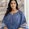 Indigo Floral Printed Cotton Kaftan Dress with Adjustable Drawstring