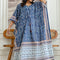 Indigo Floral Printed Cotton Kaftan Dress with Adjustable Drawstring