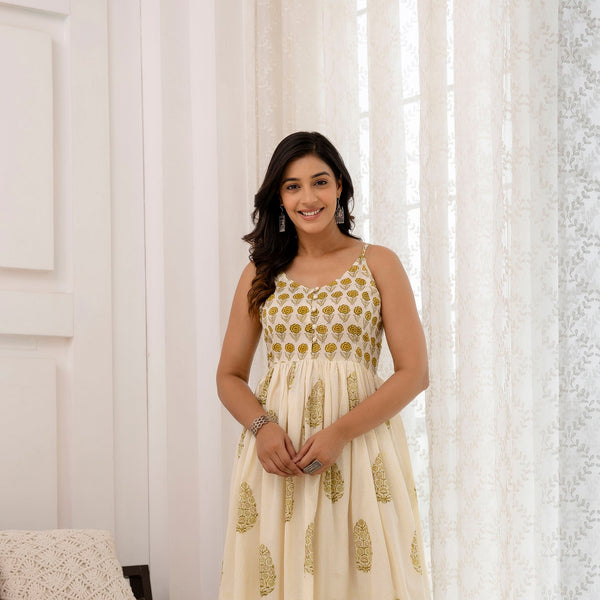 Block Printed Cotton Sun Dress