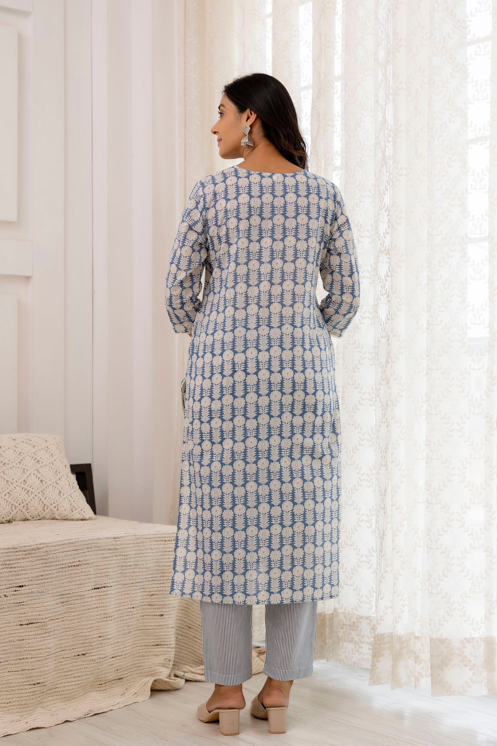 Embroidery Cotton Suit Set With mulmul dupatta