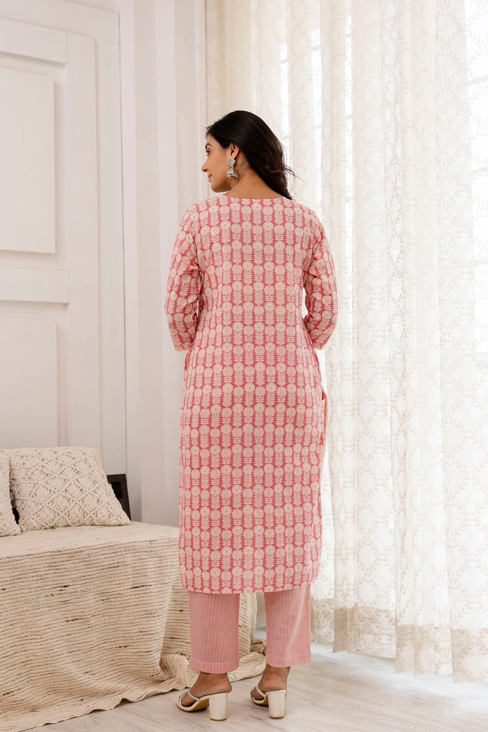 Embroidery Cotton Suit Set With mulmul dupatta