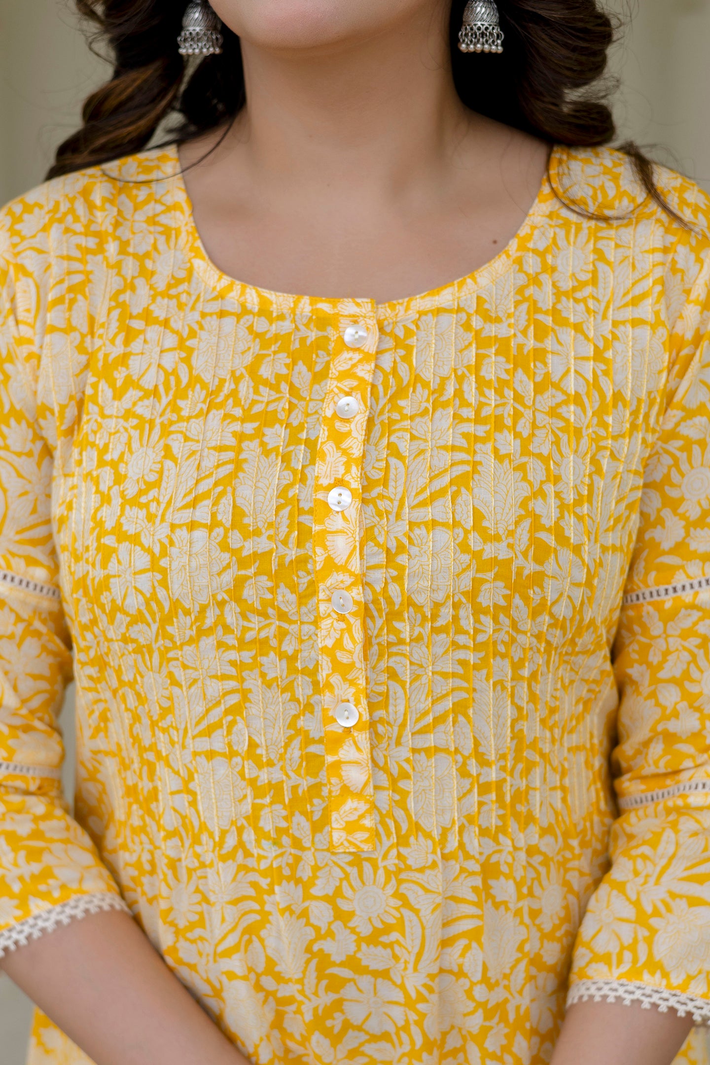 Cotton Cambric Kurta Set with Pintux Work