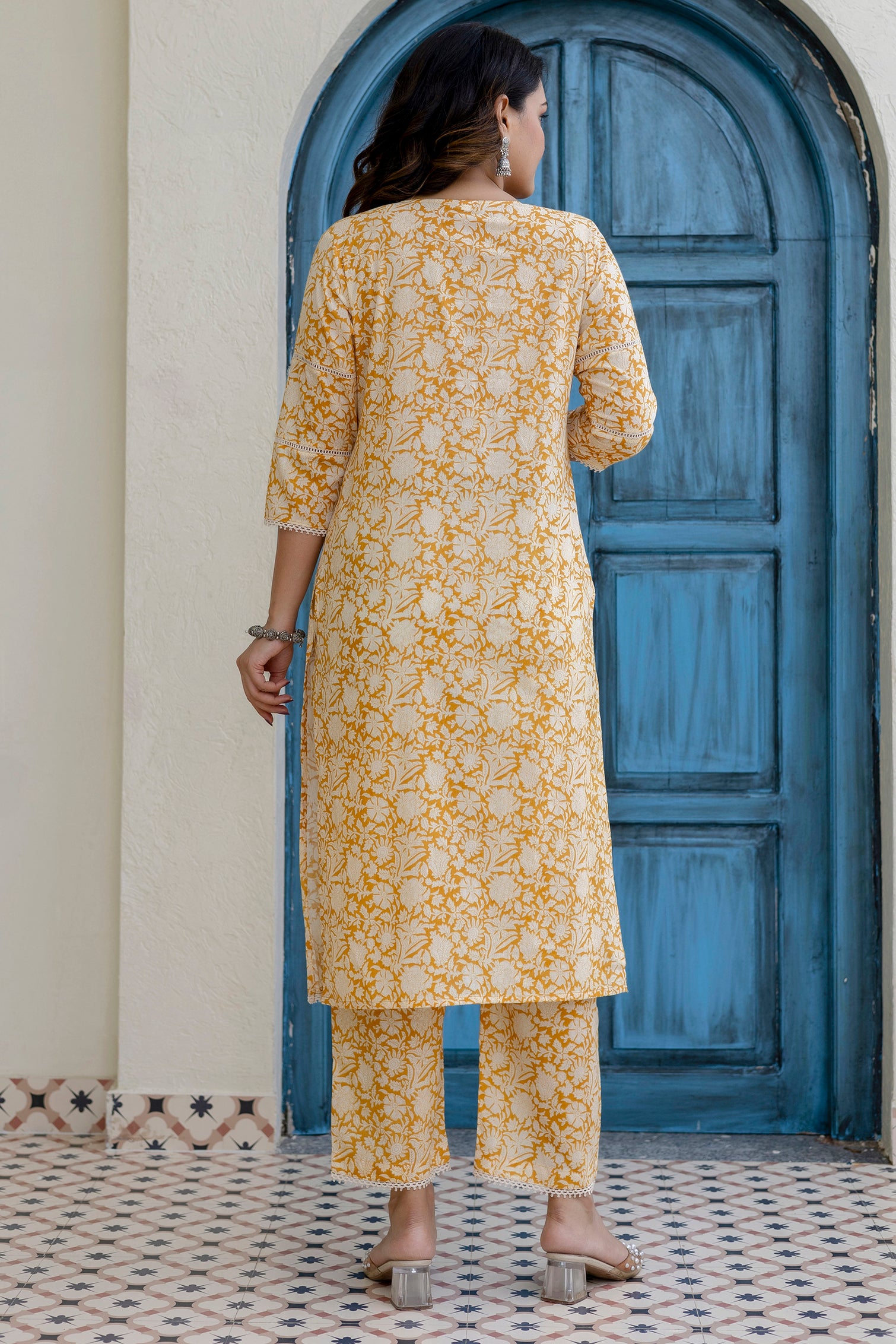 Cotton Cambric Kurta Set with Pintux Work