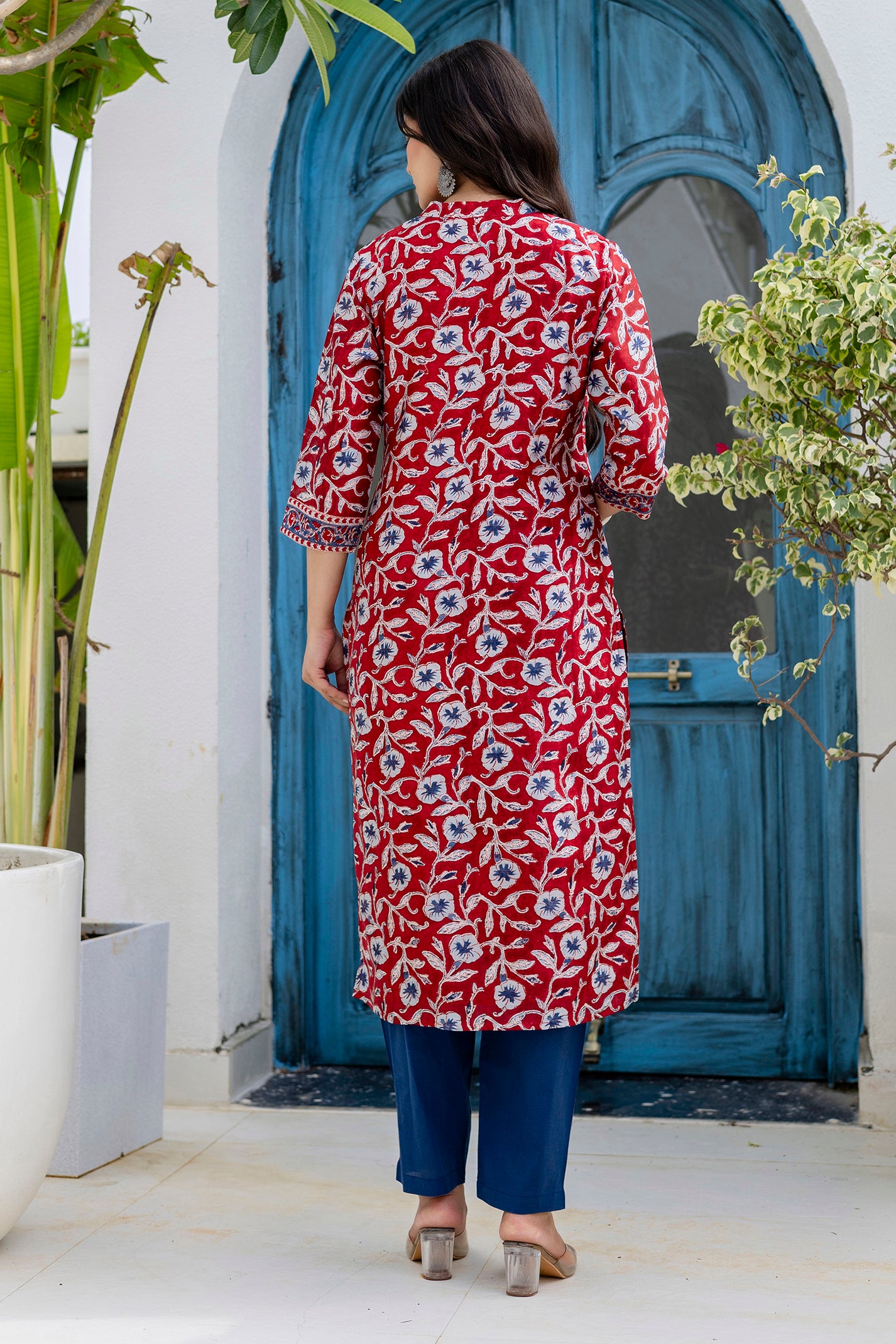 Block Printed Chanderi Silk Kurta Set