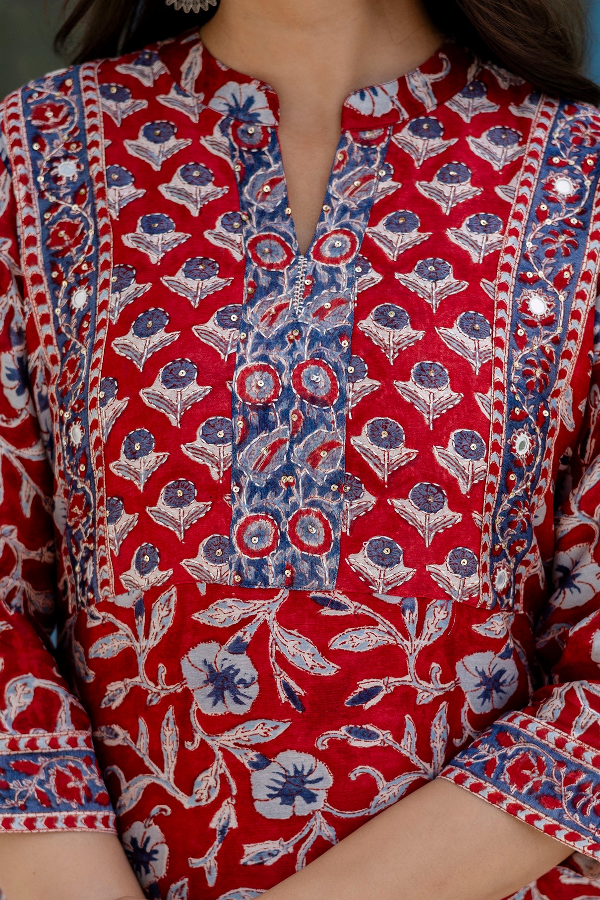 Block Printed Chanderi Silk Kurta Set