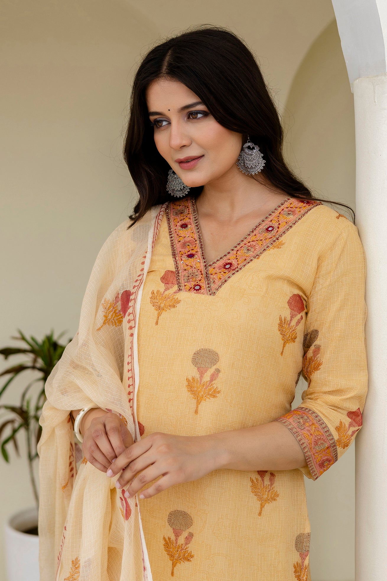 Block Printed Kota Doria Kurta Set