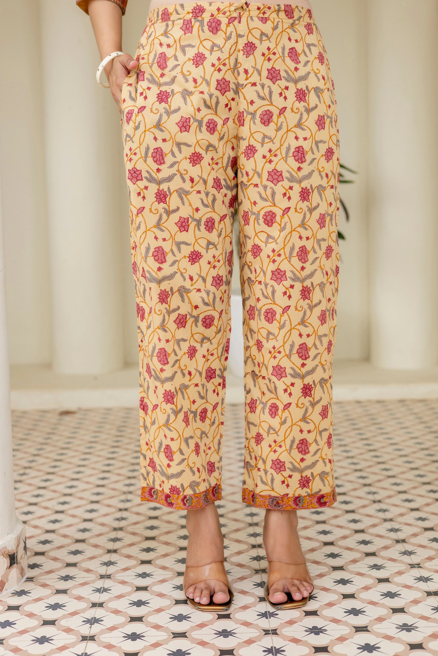 Block Printed Kota Doria Kurta Set