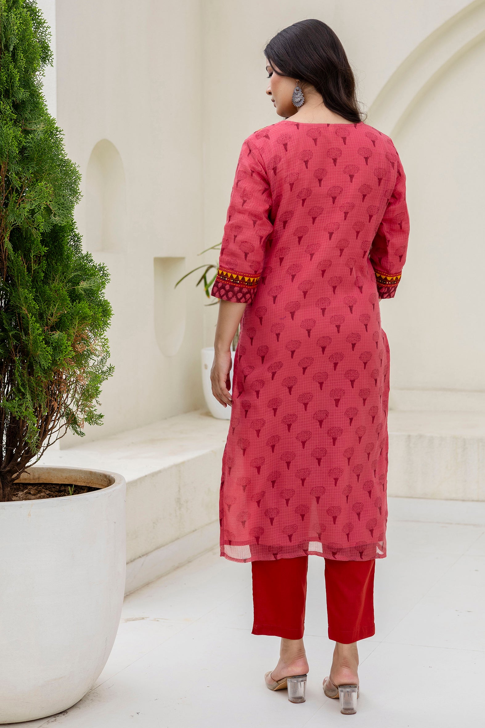 Block Printed Kota Doria Kurta Set