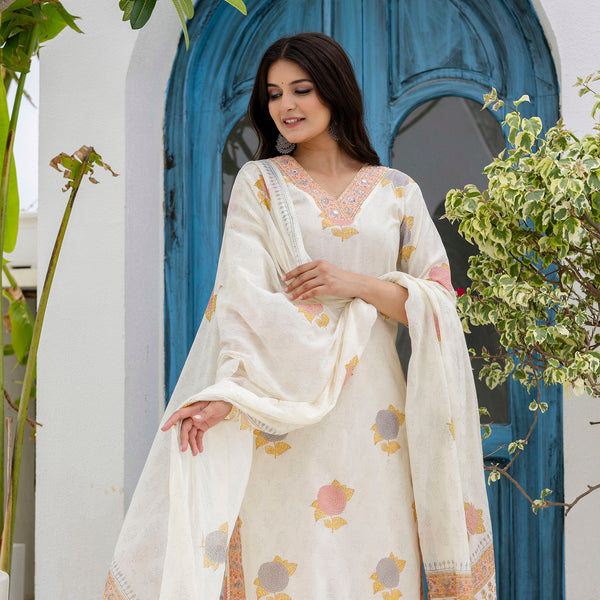 Block Printed Cotton Cambric Kurta Set