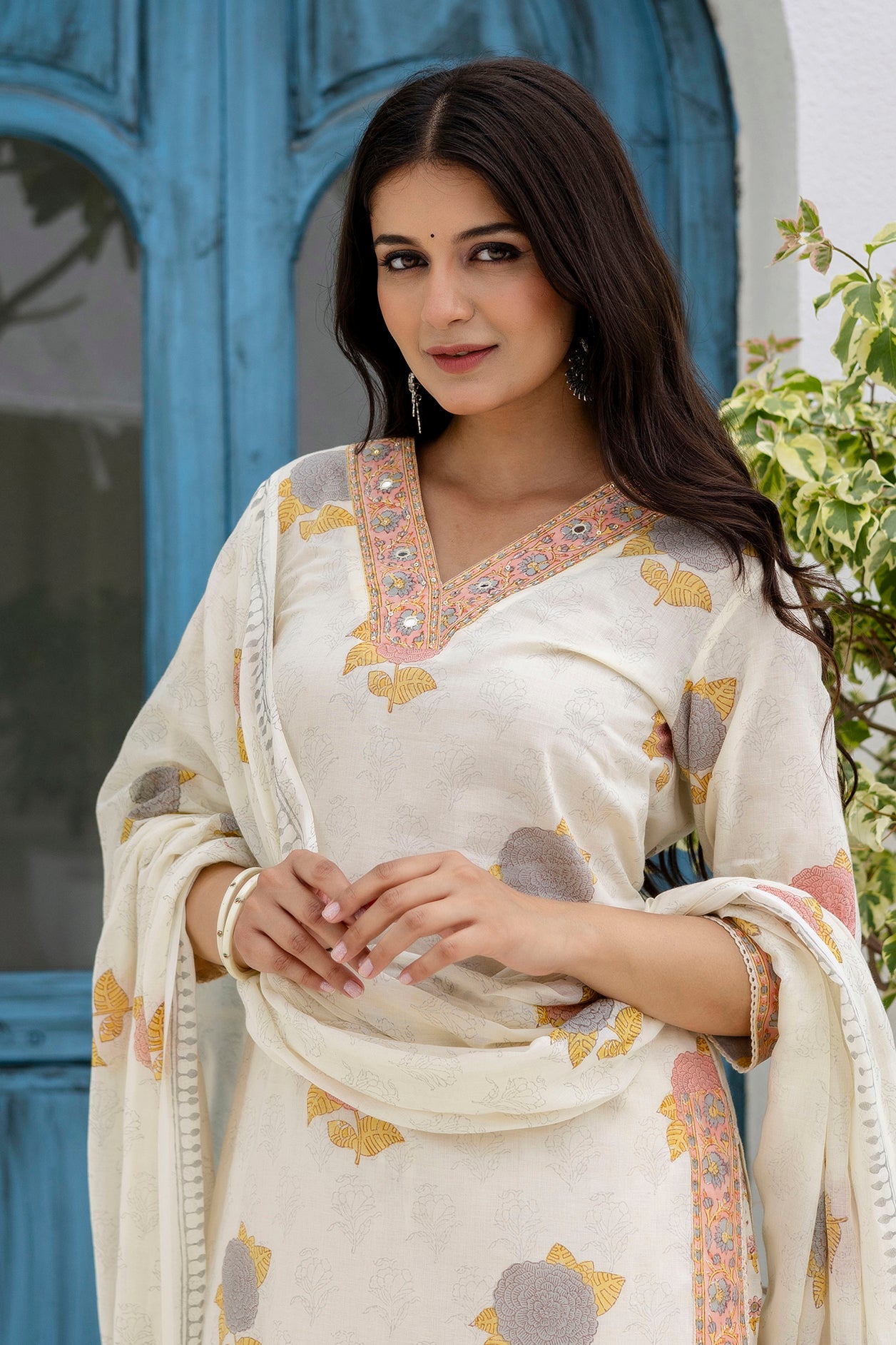 Block Printed Cotton Cambric Kurta Set