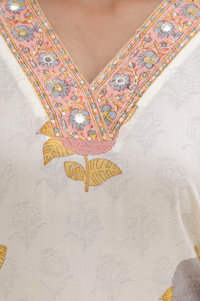 Block Printed Cotton Cambric Kurta Set