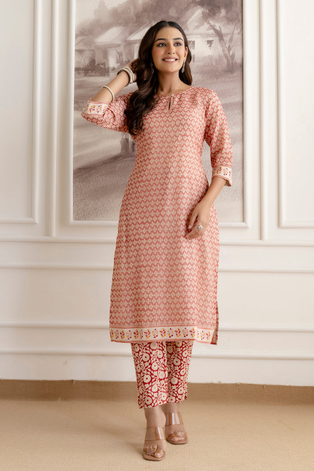 Elegant Block Printed Kota Doria Cotton Suit Set