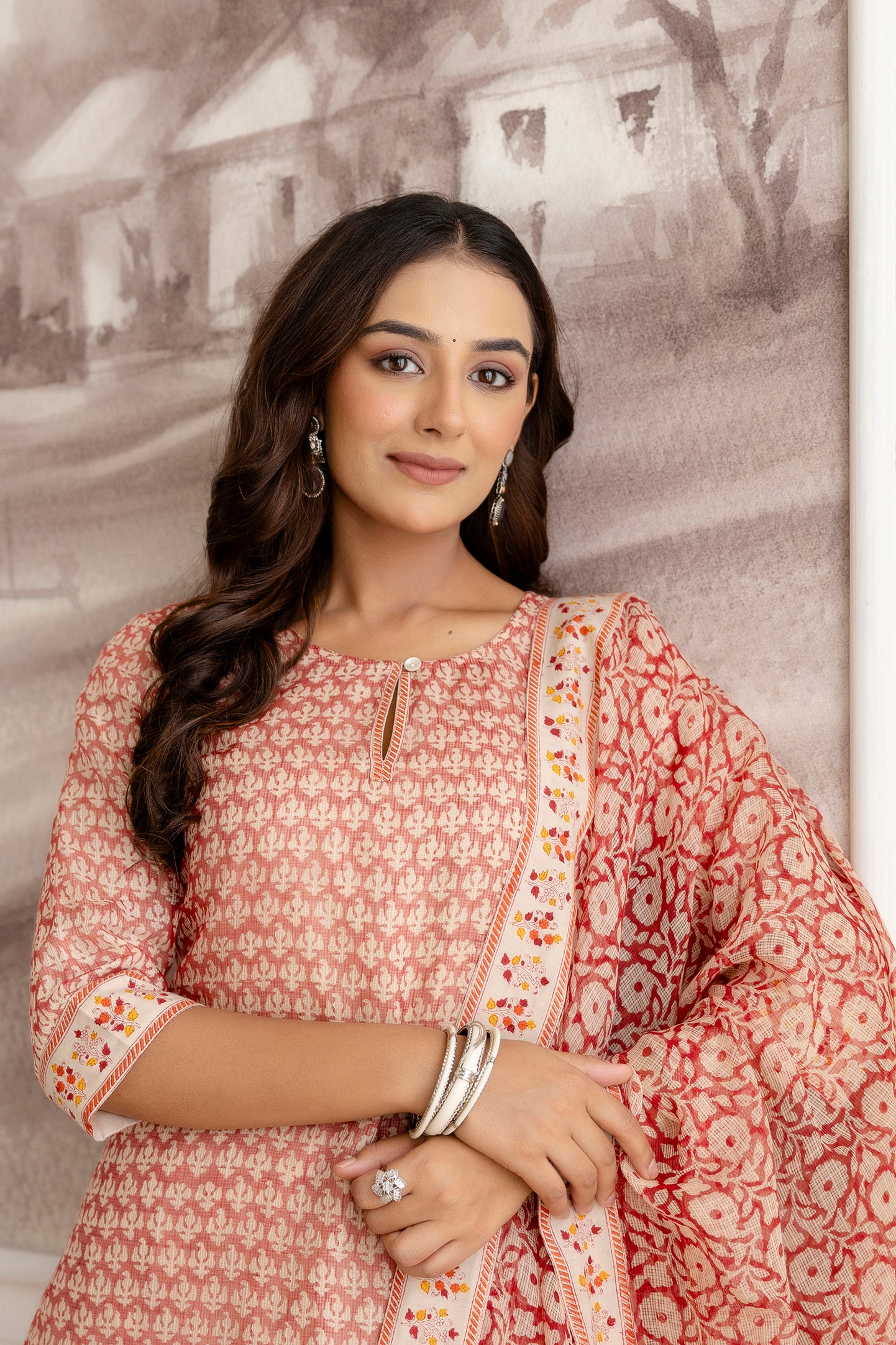 Elegant Block Printed Kota Doria Cotton Suit Set