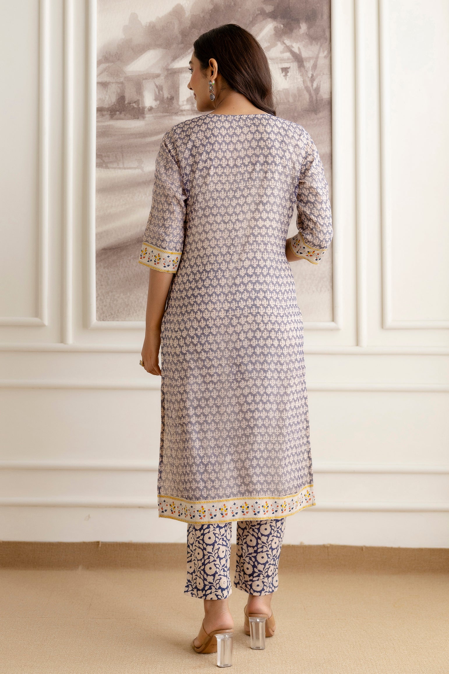Block printed Kota Doria Suit Set