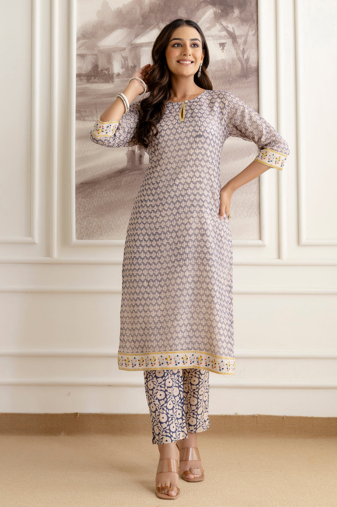 Block printed Kota Doria Suit Set