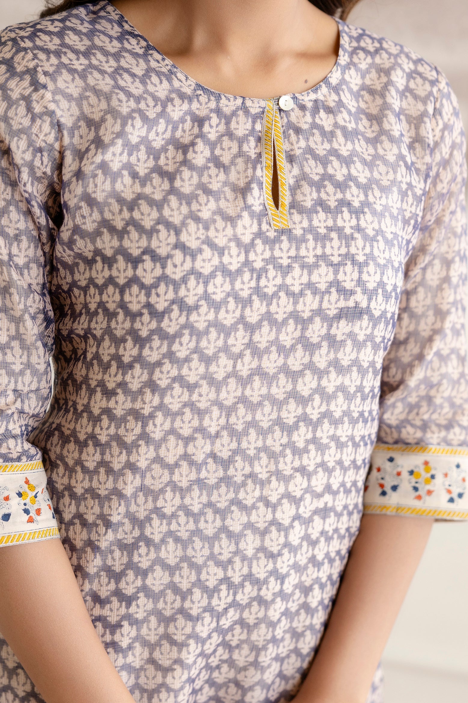 Block printed Kota Doria Suit Set