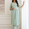 Mint Green Printed Cotton Kurta And Pants Set