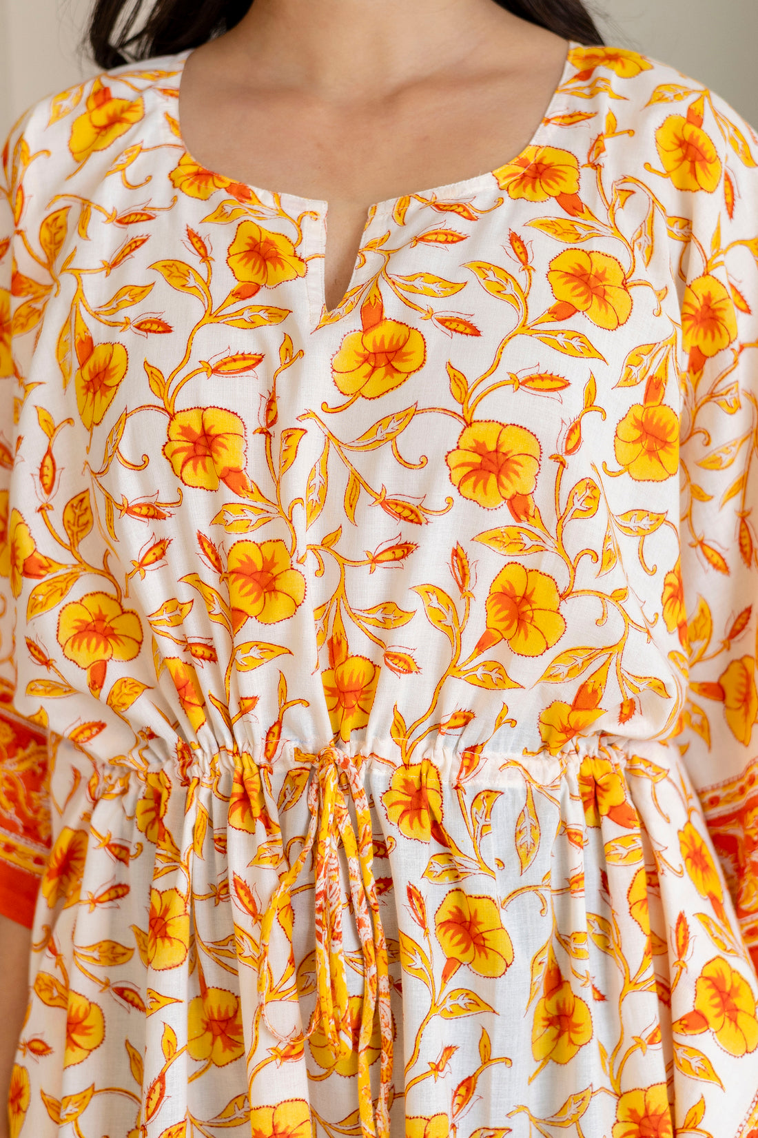 Golden Harvest Handblock Cotton Kaftaan