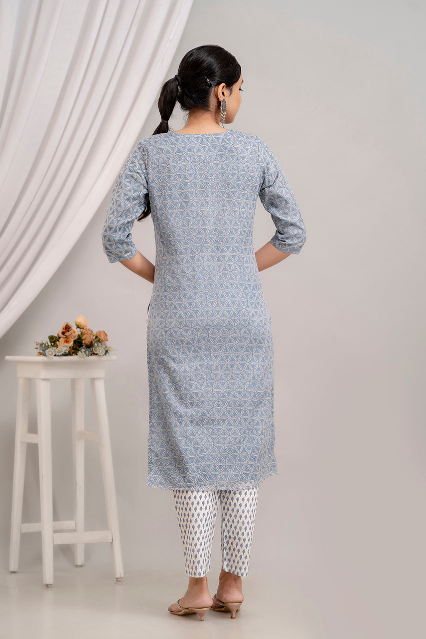 Block printed Kota Doria Suit Set