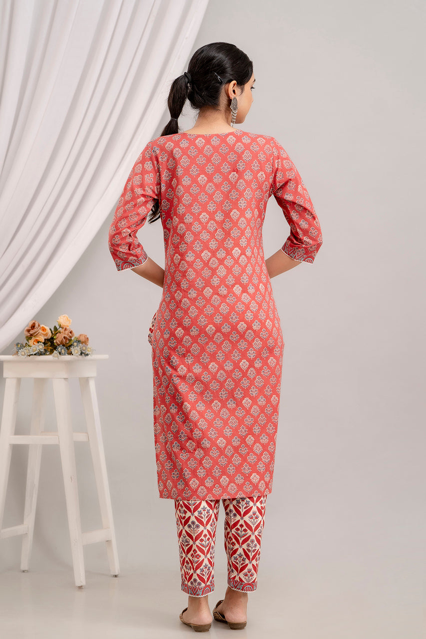 Cotton cambric kurta and pant set