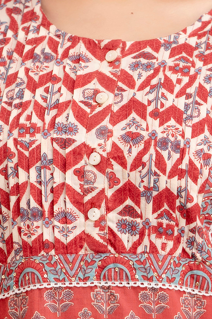 Cotton cambric kurta and pant set