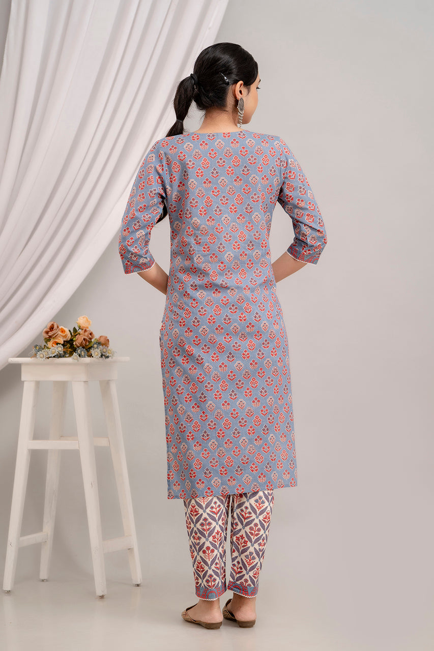 Cotton cambric kurta and pant set