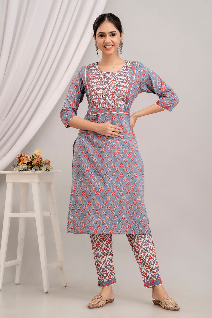 Cotton cambric kurta and pant set