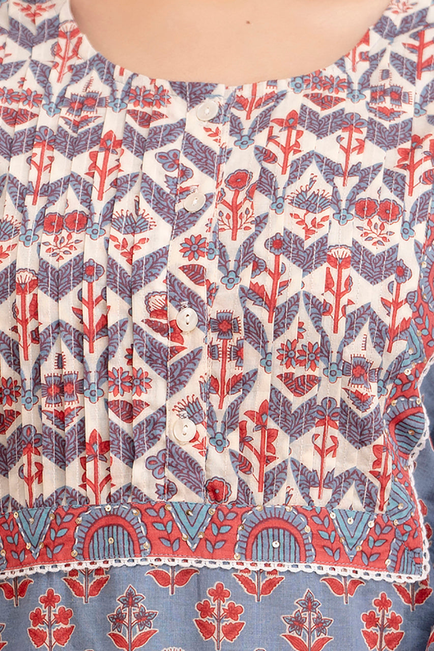 Cotton cambric kurta and pant set