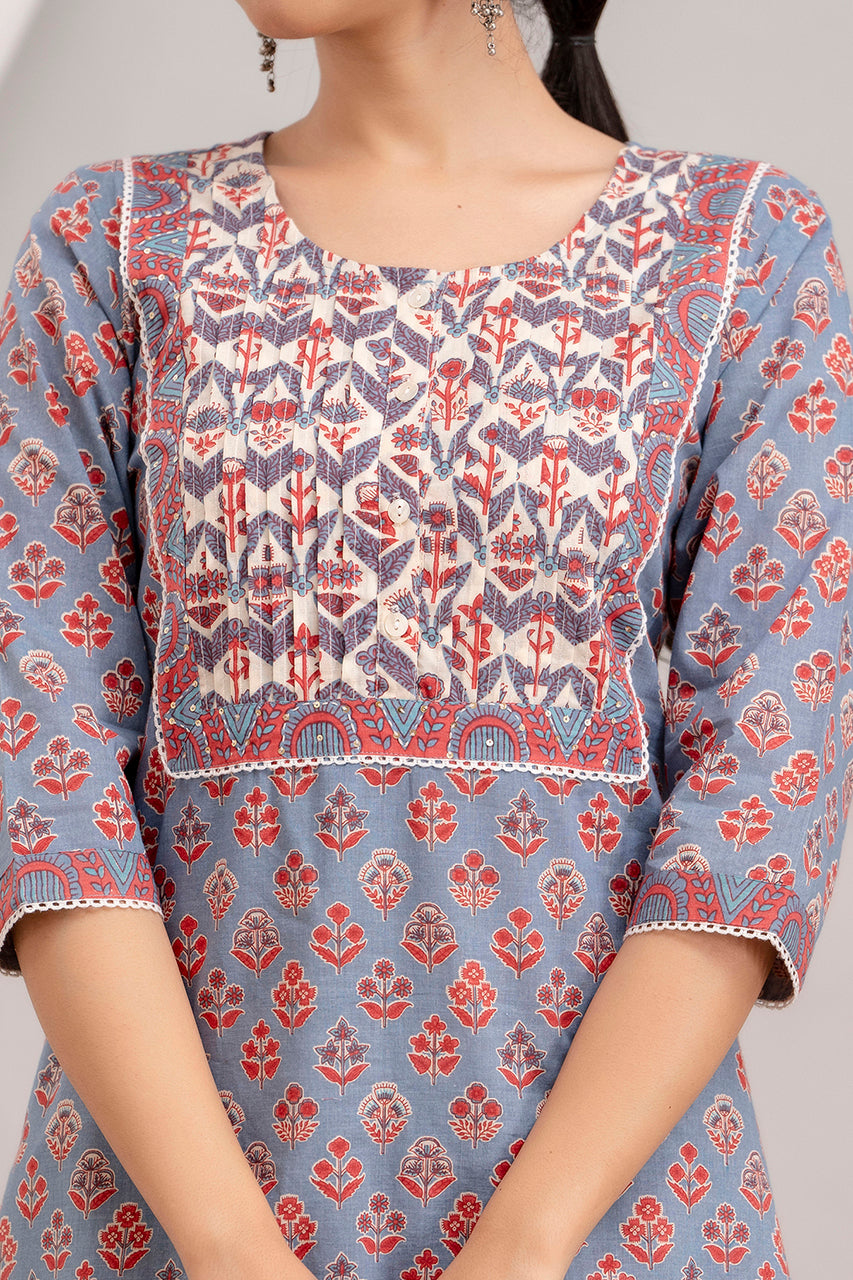 Cotton cambric kurta and pant set