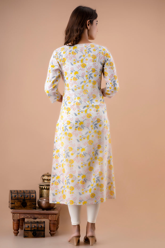 Cotton Block Printed Angarkha Kurta