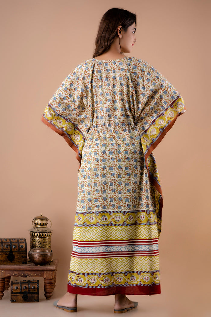 Hand Block Printed Cotton Kaftan