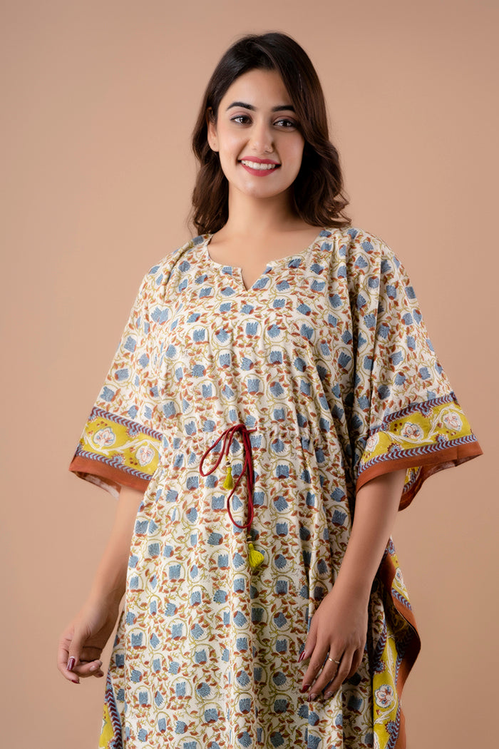 Hand Block Printed Cotton Kaftan