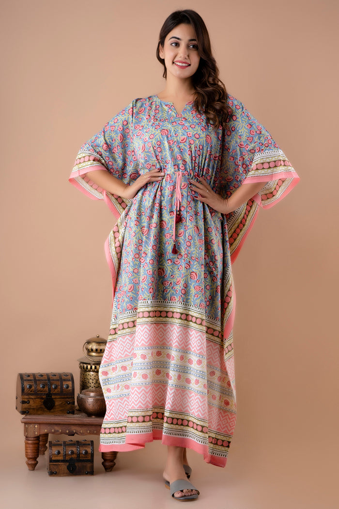 Hand Block Printed Cotton Kaftan