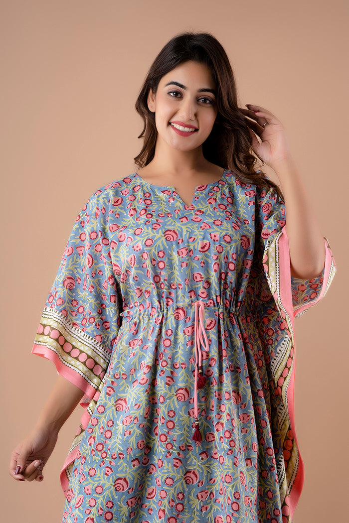 Hand Block Printed Cotton Kaftan