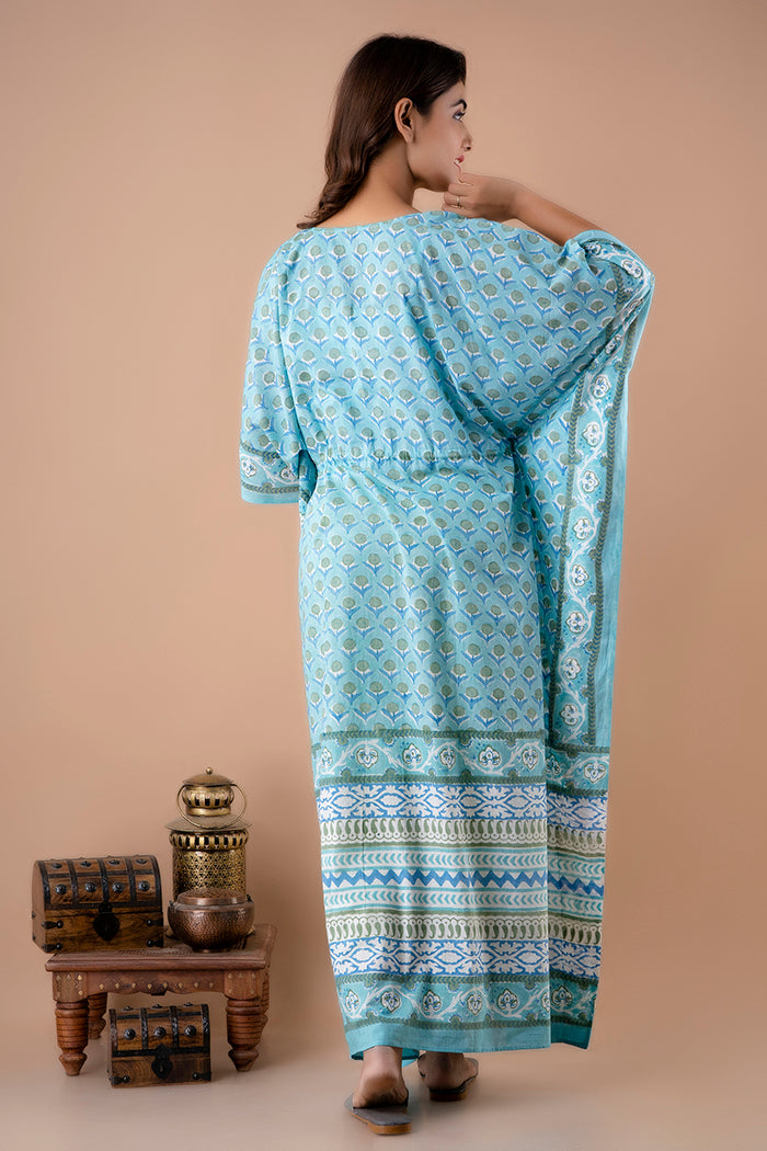 Hand Block Printed Cotton Kaftan